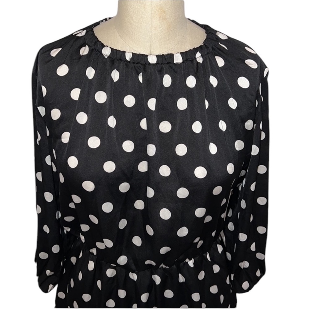 NWT Grey Lab Polka Dot Black & White Dress White Ribbon Bow Detail on Back Small